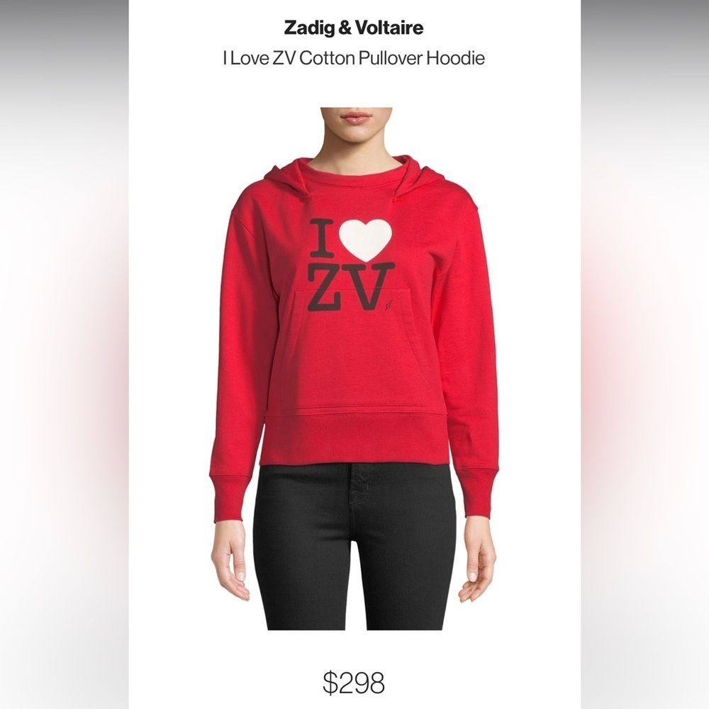 ZADIG&VOLTAIRE- I💕ZV xs red hoodie